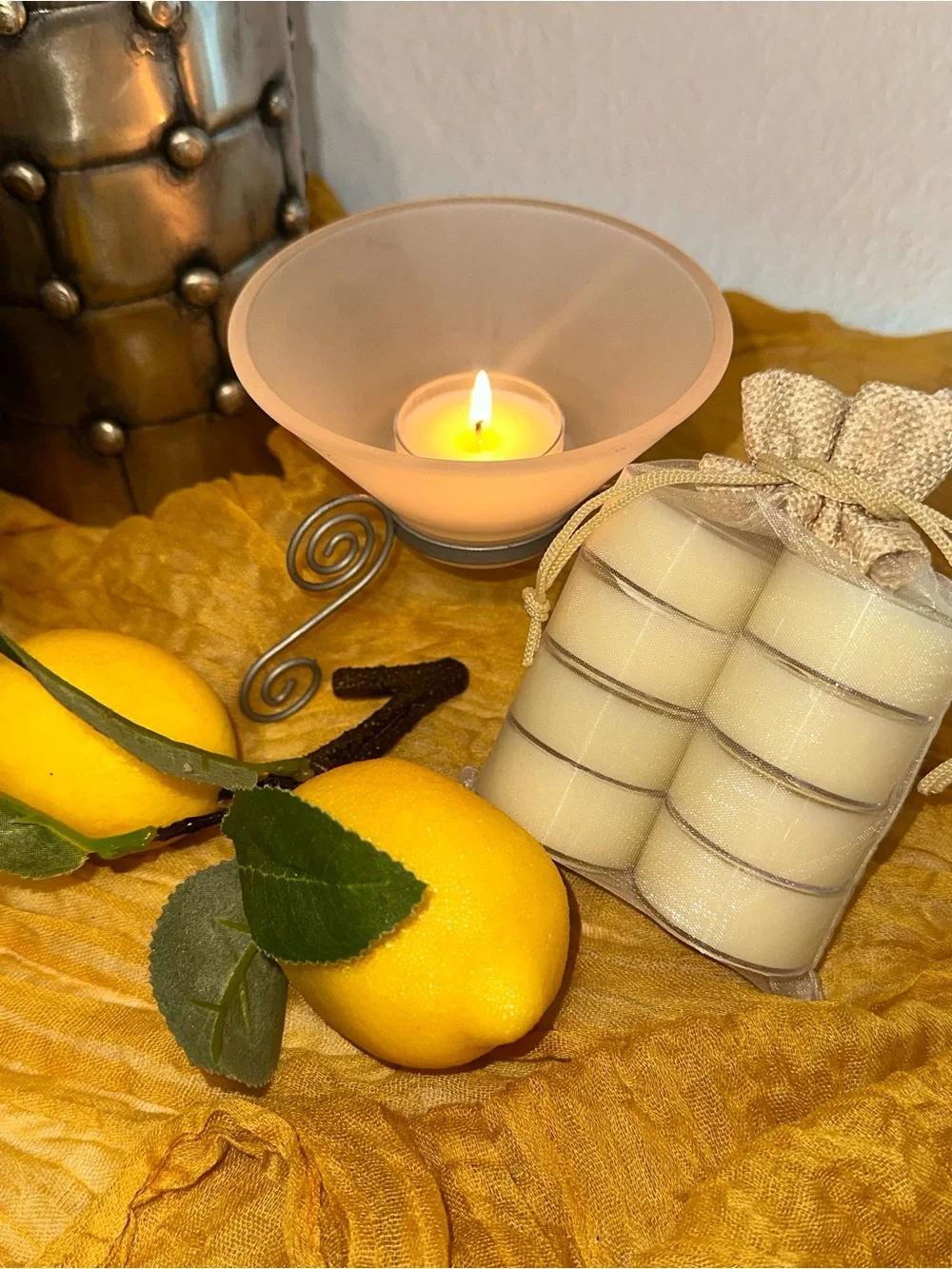 Lemon Zest 8pk Mini Tea Lights with Holder, SCENT UNLEASHED LLC